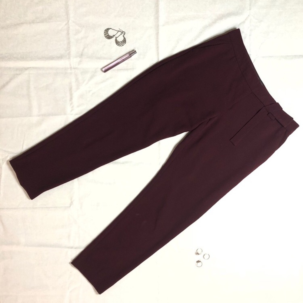 Women's Burgundy Tapered Dress Pants